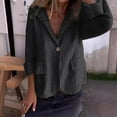 thumbnail image 2 of Women's Loose Plus Size Solid Button With Lapel In Linen Blend Cardigan Sweaters for Women, 2 of 2