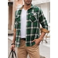thumbnail image 4 of JMIERR Men Button Down Regular Fit Long Sleeve Plaid Flannel Casual Shirts, 4 of 6