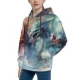 thumbnail image 2 of KLL Unisex Kids Boys Girls Hooded Pocket Pullover Hoodies-Ink Style Wave Dragon, 2 of 5
