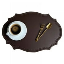 Leather Washable Placemats,Faux Leather Heat Resistant Elliptical Shape Table Mats,Waterproof Non-Slip Easy to Clean Place mat for Kitchen Coffee Dining Room Table