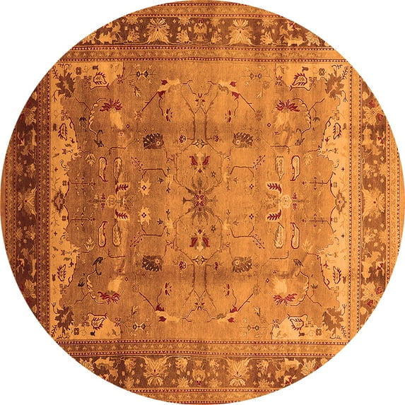 Ahgly Company Indoor Round Oriental Orange Industrial Area Rugs, 7' Round