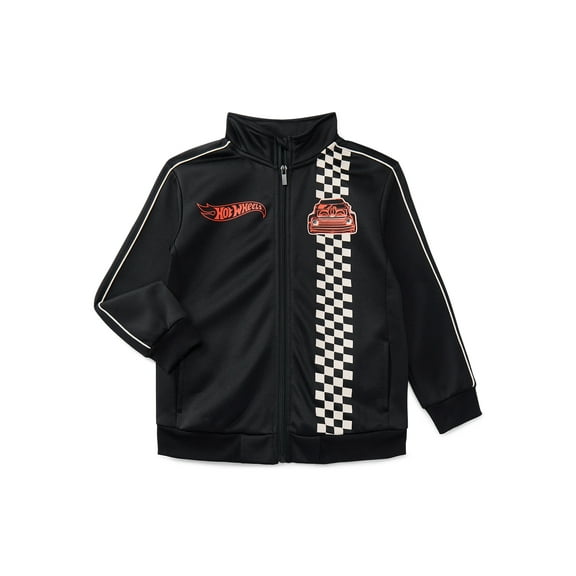 Hot Wheels Boys Graphic Zip Track Jacket, Midweight, Sizes 4-18