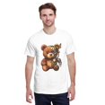 thumbnail image 2 of Men Vintage Steampunk Gear Butterfly Teddy Bear Graphic Crew Neck T-Shirt, Retro Machinery Plush Bear Poly Cotton Casual Short Sleeve Tee, 2 of 8