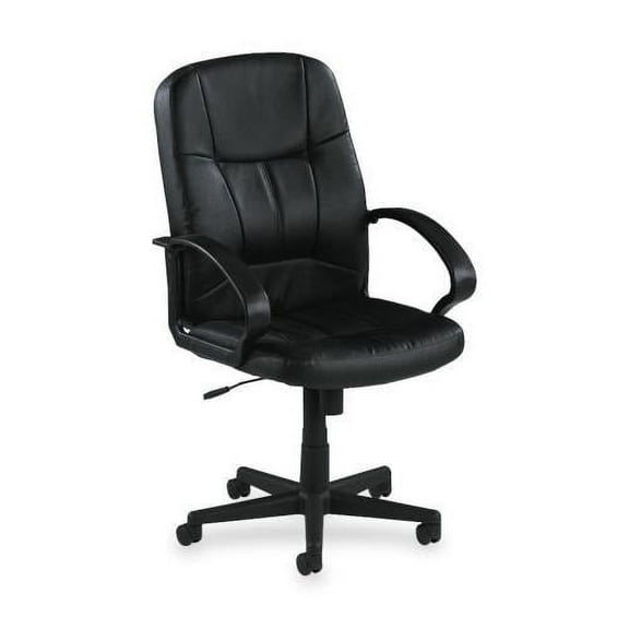 Lorell, Chadwick Managerial Leather Mid-Back Chair, 1 Each, Black