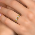 thumbnail image 4 of Gem Stone King 18K Yellow Gold Plated Silver Yellow Citrine and E - F Lab Grown Diamond Wedding-Bands Ring for Women | 1.31 Cttw | Round 4MM | Gemstone November Birthstone | Size 5, 4 of 6