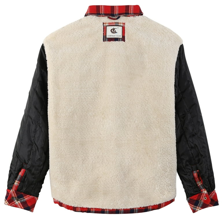 COEVALS CLUB Men's Sherpa Lined Flannel Long Sleeve Snap Shirts
