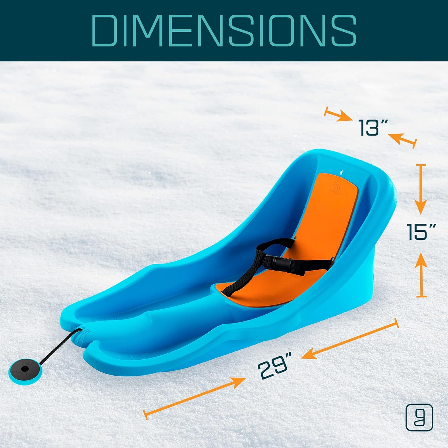 Gizmo Riders Baby Rider Mint Orange Pull Snow Sled for Toddlers, 55 lbs , Ages 6 Months+