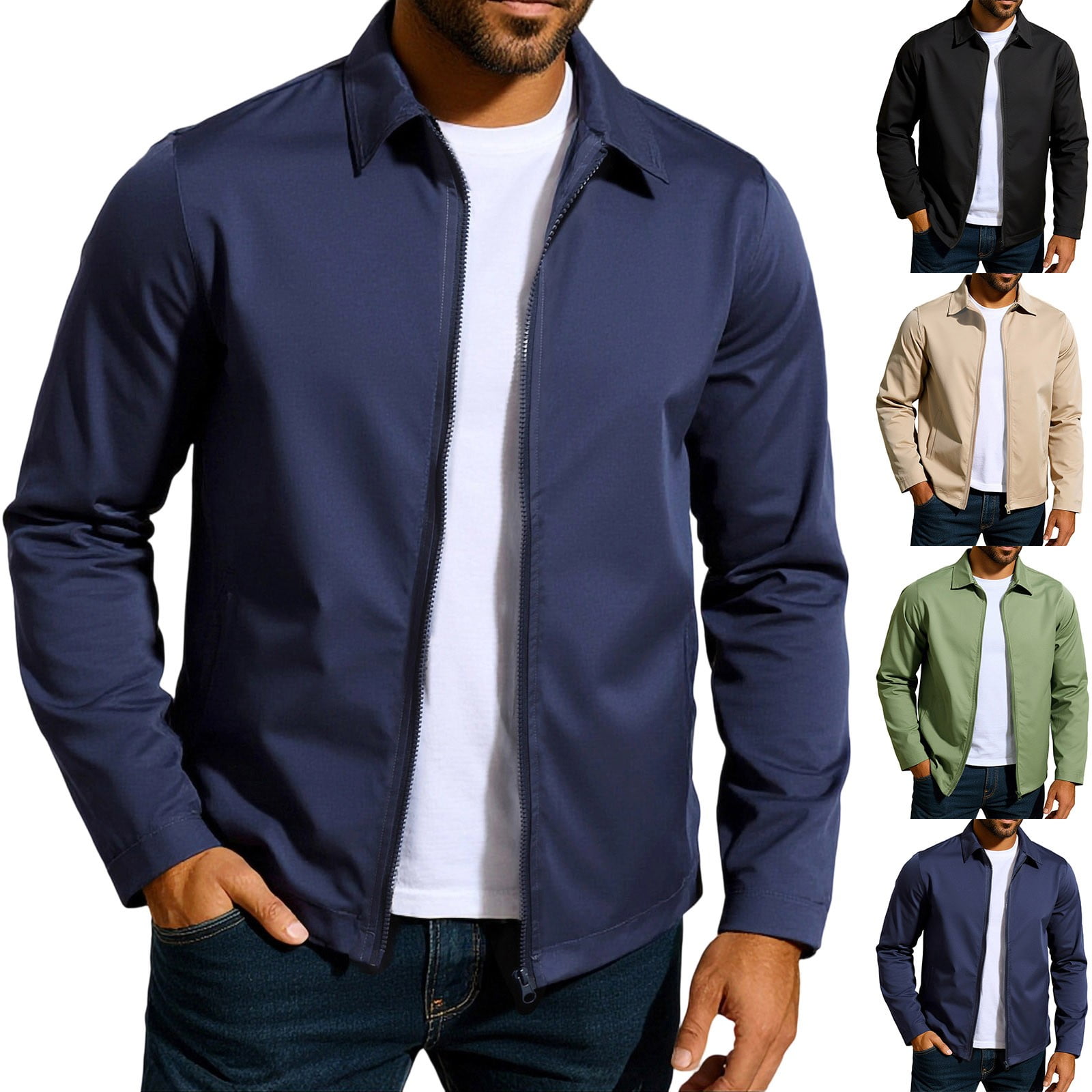 Xcmzpl Mens Lightweight Jacket Zip Up Lapel Collar Casual Jackets