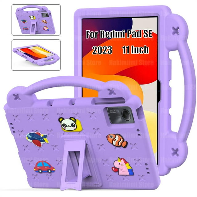 Kids Safe EVA Bear Case For Xiaomi Redmi Pad SE 11 Inch 2023 Handheld Shockproof Tablet Cover For Redmi Pad SE 11" 2023 #R Purple Redmi Pad SE 11 inch