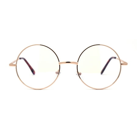 Classic Hippie Metal Rim Round Circle Lens Blue Light Flitering Computer Glasses Gold