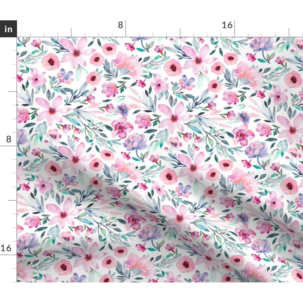 Pretty Floral Flowers Nursery And Wedding Fabric Printed by Spoonflower