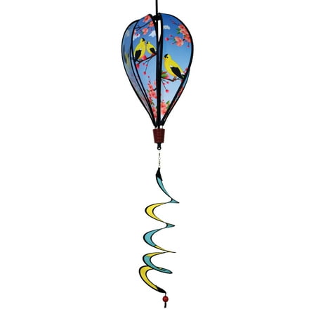 In The Breeze 1056 — Goldfinch Family Hot Air Balloon Wind Spinner — Colorful Printed Hot Air Balloon Decoration for Yard, Garden, Home