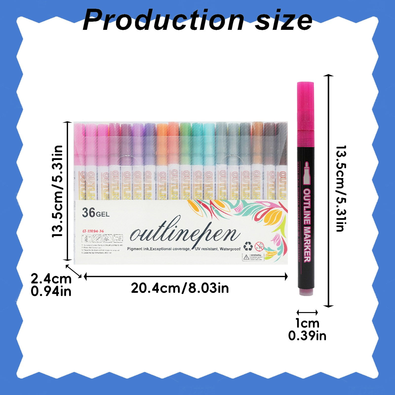 Harlik Double Line Outline Metallic Markers with Glitter Effect, 2Mm Medium Tip Art Pens for Greeting Cards, Diy Crafts, Scrapbooking, Drawing on Dark Paper, Smooth Writing with Vibrant Colors
