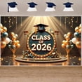 thumbnail image 3 of Gold Lettering Congratulations Grad Banner Black & Gold Graduation Backdrop Star Accents Calligraphy Font Congrats Grad Background for High School Graduation College Graduation Graduation Party, 3 of 3