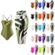 thumbnail image 2 of Trajes de baño de una pieza para mujer con pareo de playa para cubrir faldas largas, trajes de baño de dos piezas con estampado vintage, 2 of 4