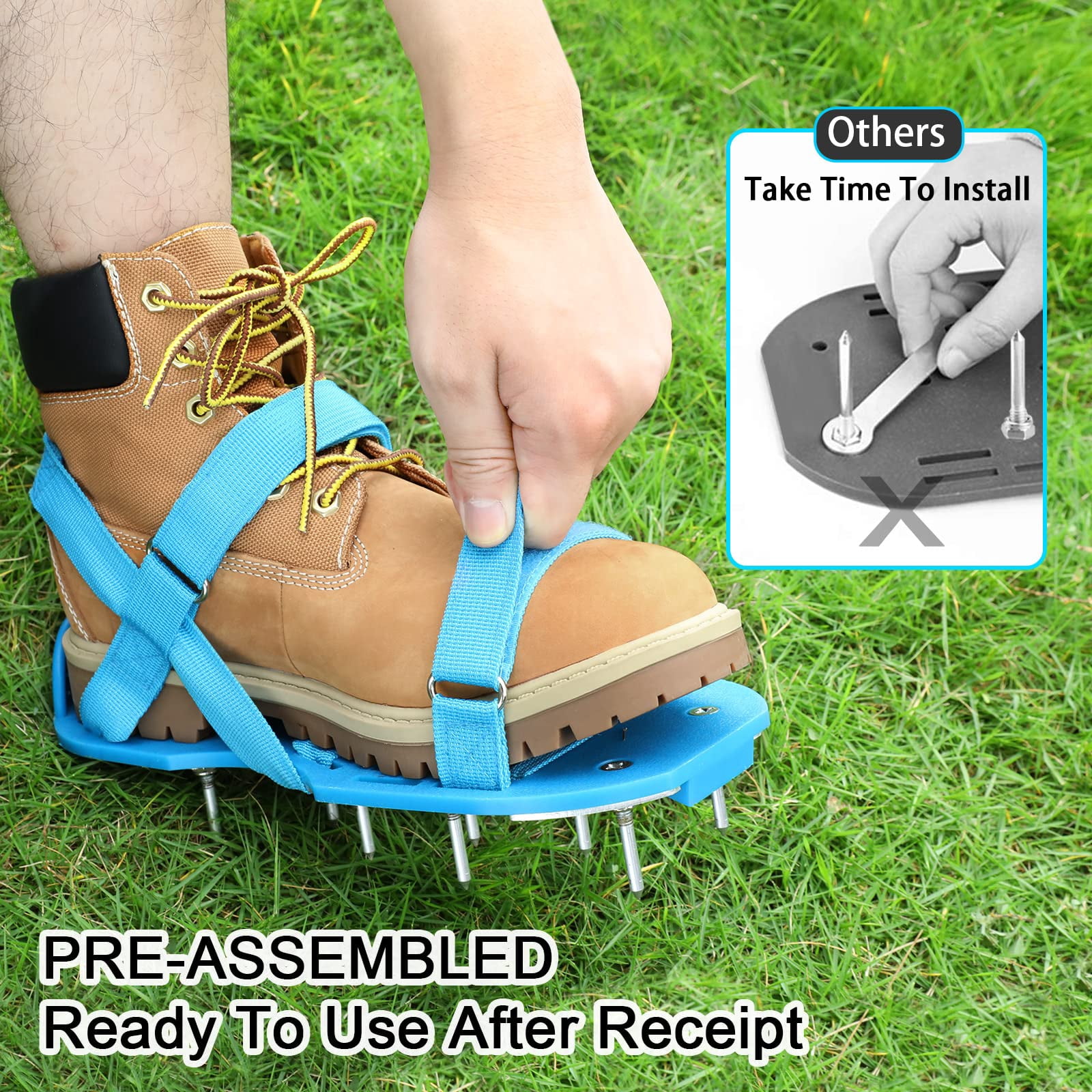 Lawn Aerator Shoes - Fully Assembled Soil Aeration Shoe Pair Yard Tool For Aerating Patio Garden Grass