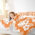 thumbnail image 3 of Erosebridal Tropical Blossoms Queen Comforter Set for Girls, Orange White Bedding Comforter Set, Reversible, 3pcs, 3 of 6
