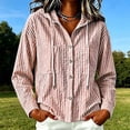 thumbnail image 2 of MaFYtyTPR Women Striped Hoodies Fashion Button Long Sleeve Casual Blouse Sun Protection Hooded Top for Women A-Wine XXL, 2 of 5