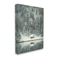 thumbnail image 3 of Snowy Woodland Hut Reflection Landscape Painting Gallery Wrapped Canvas Print Wall Art, 3 of 7