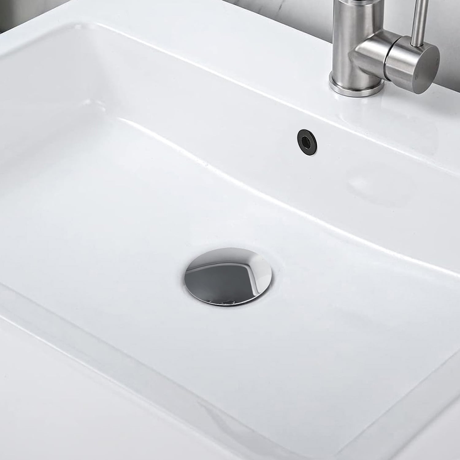 Bathroom Sink Drain with Overflow, Vessel Sink Lavatory Vanity Pop Up Drain Stopper, 304 Stainless Steel