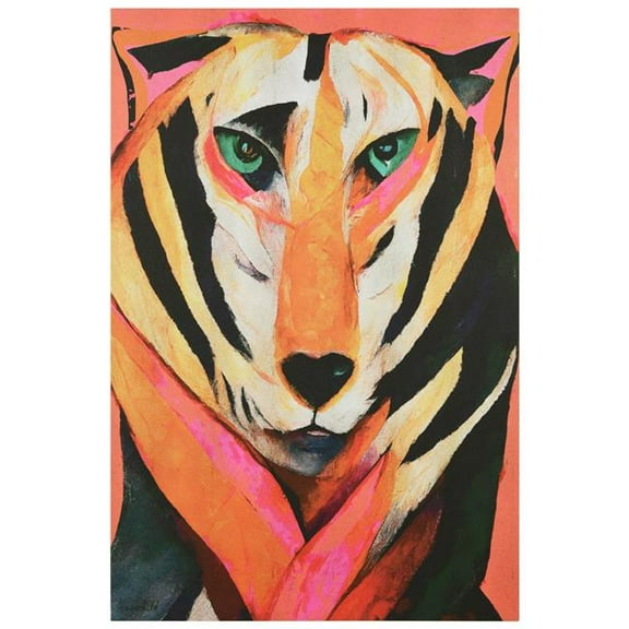 "Vibrant Majesty", Tiger Rendered on Gold Shagreen Wrapped Canvas Wall Art, sized 60"x40"