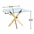 thumbnail image 2 of Square Glass Dining Table - Chrome Metal Legs, Clear Glass Table Top, Modern Dining Table for Home Kitchen Dining Room, 2 of 5