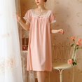 thumbnail image 4 of Defitshape Women's Cotton Victorian Nightgown Princess Lightweight Soft Comfy Lace Short Sleeve Sleepwear Cute Knee Length Frilly Sleep Dress Pink Medium, 4 of 4