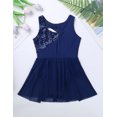 thumbnail image 5 of inhzoy Kids Big Girls Figure Ice Skating Tutu Costumes Sequins Tulle Dress Navy_Blue 8, 5 of 8