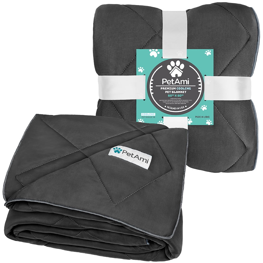 PetAmi Premium Cooling Dog Blanket | Lightweight Fluffy Pet Throw Blanket Bed Cover for Dogs, Cat, Puppies | Pet Blanket Furniture Protector Couch Sofa | Reversible Fuzzy Cozy | 60x80, Grey
