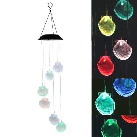 EEEKit Solar Wind Chime, LED Outdoor Creative Color Changing Lights Hanging Sea Shell Pendant Garden Yard