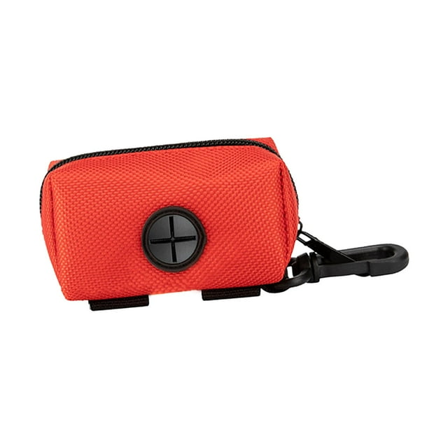 Support de Sac à Excréments de Chien Distributeur de Sacs en Polyester pour Laisse Sac Poubelle Étui Rouge