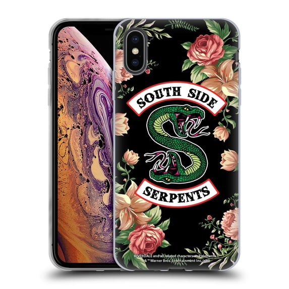 Head Case Designs Officially Licensed Riverdale South Side Serpents Floral Print Logo Soft Gel Case Compatible with Apple iPhone XS Max