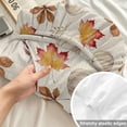 thumbnail image 4 of Twin XL Size Fitted Sheet Set - White Pumpkins Fall 2 Piece Bedding Sets 16" Deep Pocket Fitted Sheet with 1 Pillowcases, Thanksgiving Maple Leaves Beige Brushed Microfiber Hotel Luxury Bed Sheets, 4 of 9