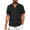thumbnail image 4 of GENTS BLISS Men Linen Shirts Casual Short Sleeve Button Down Shirts for Men Beach Tops with Pocket, 4 of 10