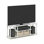 Furinno Turn-N-Tube Toolless Assembly TV Stand for TV up to 50 Inch, 3-Tier Plain White Entertainment Center with Storage Shelf, TV Console, for Living Room, Bedroom, Plain White