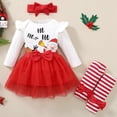 thumbnail image 6 of OSOLU Children Girls Clothing Sets Infant Chiristmas Letters Prints Flare Long Sleeve Romper Skirt Hairband Socks Outfit Elegant Chic Sets, 6 of 8