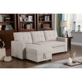 thumbnail image 5 of HomeStock City Chic L-Shaped Fabric Reversible, Easy Convertible Pull-Out Sleeper Sectional Sofa/Storage Chaise with Tufted Back Cushions and Track Arms-Beige, 5 of 9