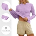 thumbnail image 4 of Women's UPF 50+ Sun Protection Hoodie Shirts Casual Quick-drying Long Sleeve Plus Size Light Tees for Fishing Hiking Going Out Purple 2XL, 4 of 6