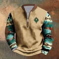 thumbnail image 2 of UVEASISHA Big and Tall Western Sweatshirt for Men Half Zip Crewneck Vintage Pullover Cowboy Casual Aztec Printed Winter Sweatshirts Today Sales Khaki#7 3XL, 2 of 4