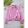 thumbnail image 7 of IEFIEL Girls Boys Metallic Bomber Jacket Juniors Long Sleeve Bronzing Coat Outerwear for Hip Hop Jazz Dance Pink-B 8, 7 of 7