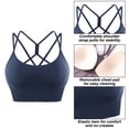 thumbnail image 3 of Ropa interior deportiva para mujer con almohadillas cruzadas en la espalda, ropa interior deportiva con cordones, ropa interior de yoga de sujeción media con copa desmontable, 3 of 5