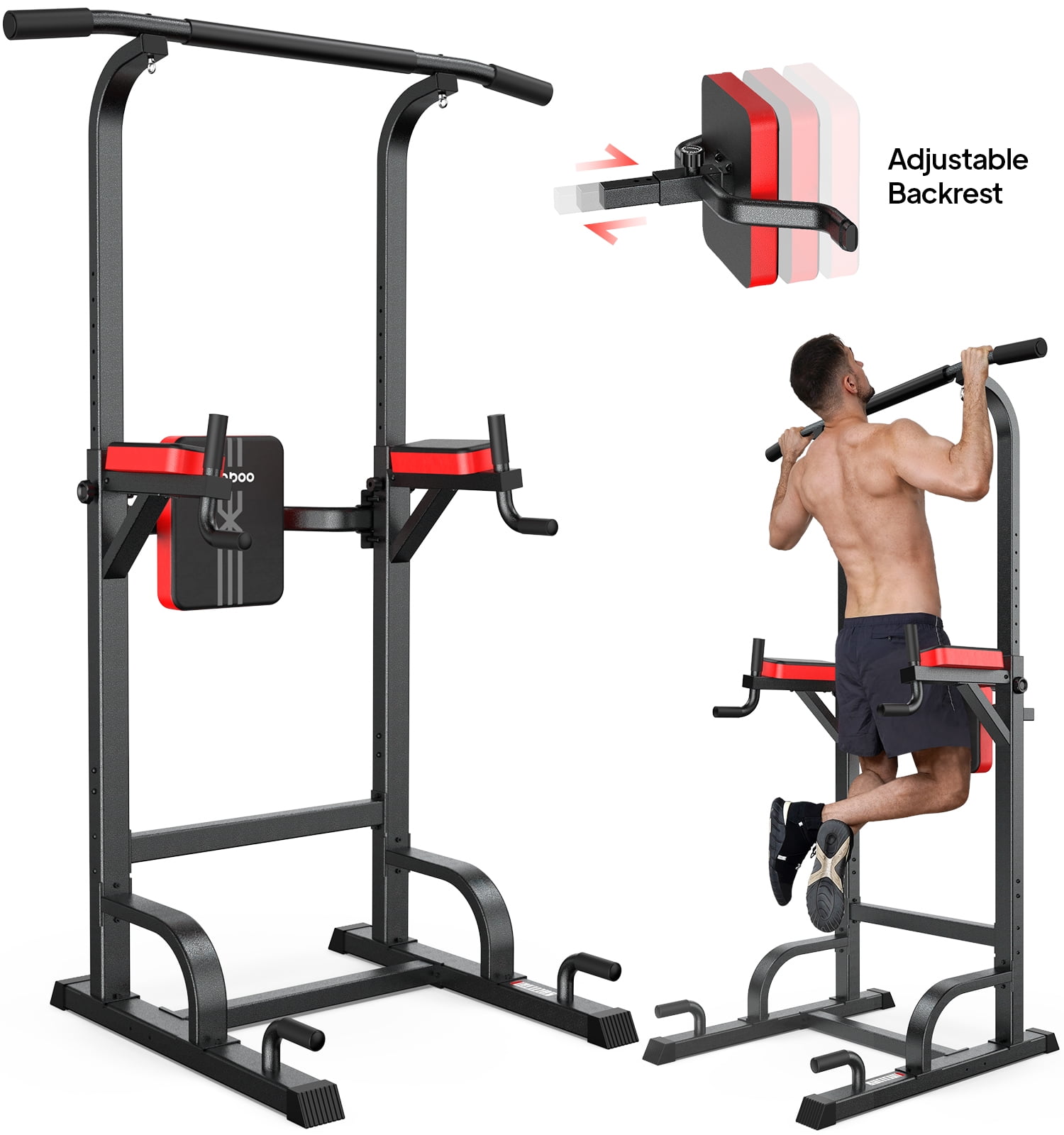 Pooboo Body Champ Multifunction Power Tower Dip Station Pull up Bar Power Rack for Home Gym Strength Training Workout Equipment Max Weight 480lbs Shop 2024 Deals Walmart