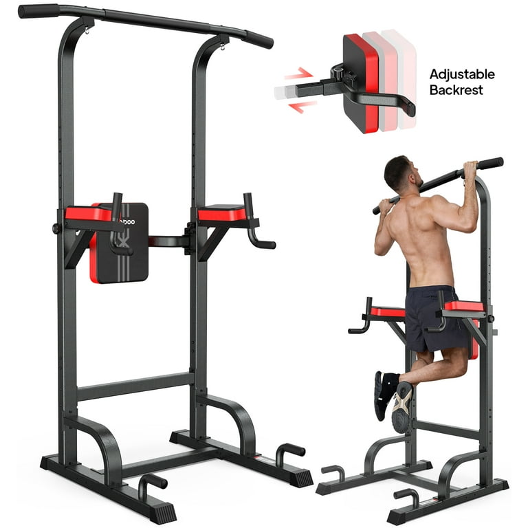 Pooboo Body Champ Multifunction Power Tower Dip Station Pull up Bar Power Rack for Home Gym Strength Training Workout Equipment Max Weight 480lbs