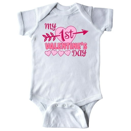 

Inktastic My First Valentine s Day with Pink Heart and Arrow Gift Baby Boy or Baby Girl Bodysuit
