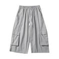 thumbnail image 4 of XDZJLR Men Shorts Denim with Pockets Oversize Knee Length Fashion Leisure Loose Straight Short Grey M, 4 of 7