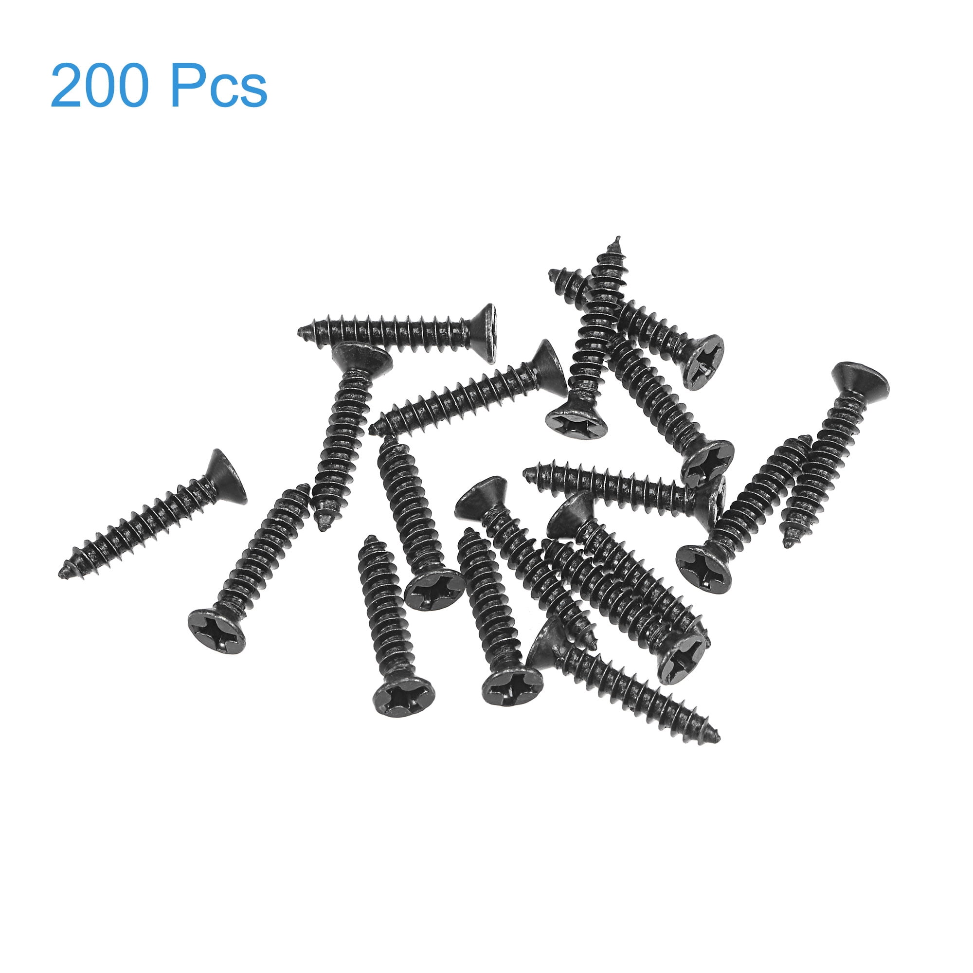Unique Bargains Wood Screws Phillips Flat Head Carbon Steel Black M3 x 16mm