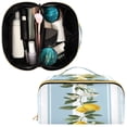 thumbnail image 3 of Iauyy Rhombus Cosmetic Bag with Handle Large Capacity Luxury Twill Travel Makeup Bag ,A Lemon and Flowers, 3 of 8