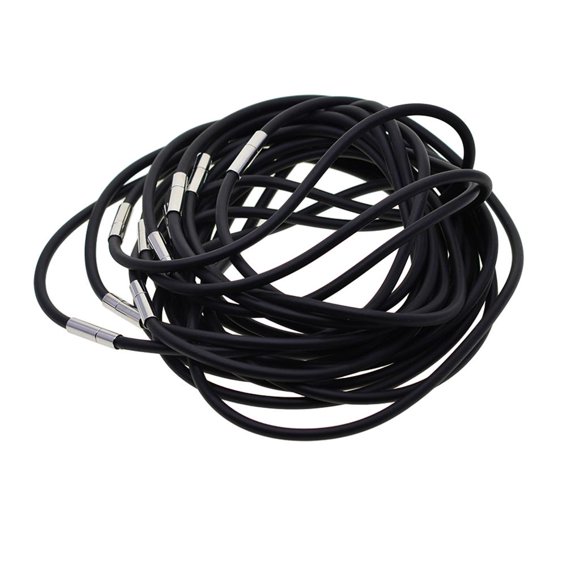 10 cierres de cobre, cordón de cuero negro de goma, accesorios para hacer joyas, 3 mm 55cm