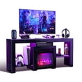 thumbnail image 7 of UBesGoo Fireplace TV Stand for 55/60/65/70 TVs, with LED Lights Media Console Table Black Entertainment Center with Electric 18in Fireplace and Storage Shelves, 60"W * 14"D * 27"H, 7 of 7