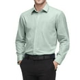 thumbnail image 2 of Resicozy Mens Dressy Shirts Long Sleeve Button Down Blouses Classic Solid Color Wrinkle-Free Formal Office Tops Shirt Light Green XL, 2 of 8